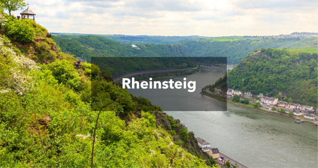 Ländlicher Blick auf den Rhein: Rheinsteig Wanderweg